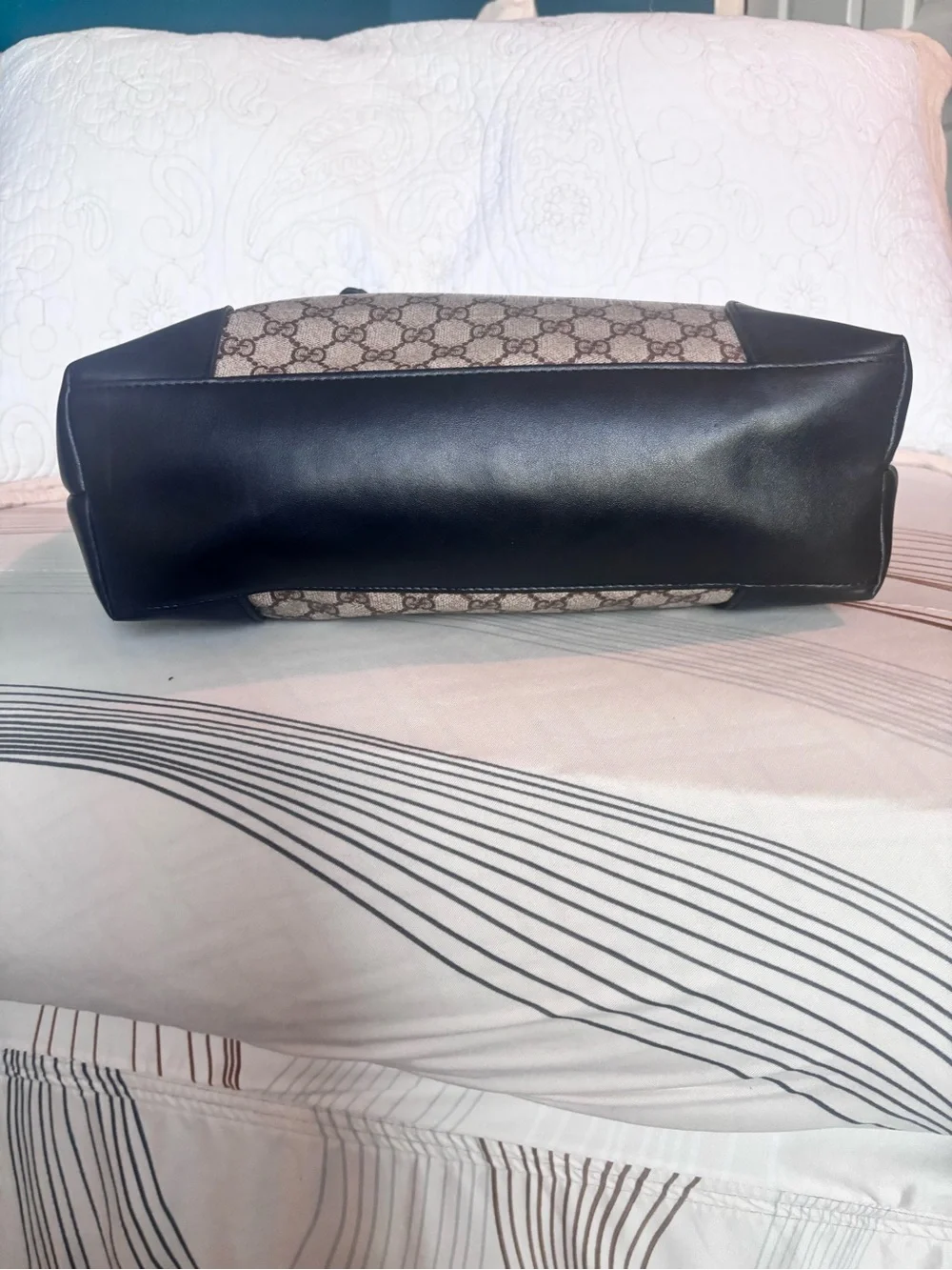 Inspired,Gucci Brown GG Canvas Duffel with Dark Brown Leather Trim